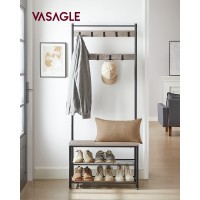 Vasagle Coat Rack, Hall Tree With Shoe Storage Bench, Entryway Bench With Shoe Storage, 3-In-1, Steel Frame, For Entryway, 12.6 X 27.6 X 69.8 Inches, Industrial, Greige And Black Uhsr41Mb