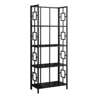 Monarch Specialties Bookcase Etagere 4 Tier Open Storage Shelves Living Room Office Or Bedroom Narrow Tall Metal Frame Bookshelf Black