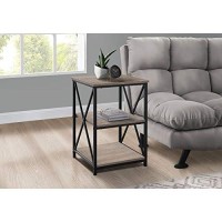 Monarch Specialties Rectangular End Accent Nightstand X-Cross Storage Shelves Side Table, 26 H, Dark Taupe