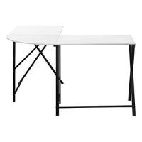 Monarch Specialties Modern Corner L-Shaped Writing Laptop Table For Home & Office Metal Legs Left Or Righ Configuration Computer Desk, 55 L, White