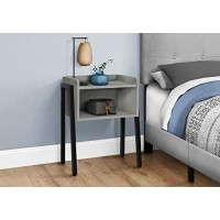 Monarch Specialties Rectangular End Accent Nightstand With Open Storage Shelf Metal Legs Side Table, 23 H, Grey