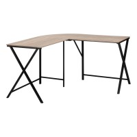 Monarch Specialties Modern Corner L-Shaped Writing Laptop Table For Home & Office Metal Legs Left Or Righ Configuration Computer Desk 55 L Dark Taupe