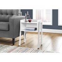 Monarch Specialties Rectangular End Accent Nightstand With Open Storage Shelf Metal Legs Side Table, 23 H, White