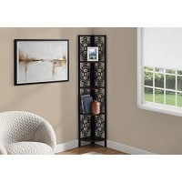 Monarch Specialties Corner Bookcase Etagere 4 Tier Open Storage Shelves Living Room Office Or Bedroom Narrow Tall Geometric Design Bookshelf, Espresso