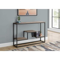Monarch Specialties 3581 Accent Table, Console, Entryway, Narrow, Sofa, Living Room, Bedroom, Metal, Laminate, Brown, Black, Contemporary, Modern Table-48 Hall, 48 L X 12 W X 3175 H, Dark Taupe