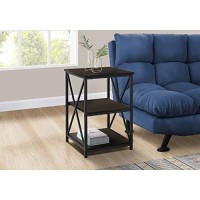 Monarch Specialties Rectangular End Accent Nightstand X-Cross Storage Shelves Side Table, 26 H, Espresso