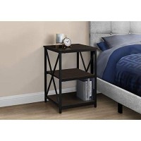 Monarch Specialties Rectangular End Accent Nightstand X-Cross Storage Shelves Side Table, 26 H, Espresso