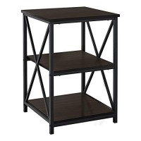 Monarch Specialties Rectangular End Accent Nightstand X-Cross Storage Shelves Side Table, 26 H, Espresso