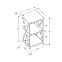 Monarch Specialties Rectangular End Accent Nightstand X-Cross Storage Shelves Side Table, 26 H, Espresso