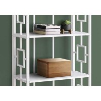 Monarch Specialties I 3618 Bookshelf, Bookcase, Etagere, 4 Tier, 62 H, Office, Bedroom, Metal, Laminate, White, Contemporary, Modern