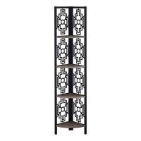 Monarch Specialties Corner Bookcase Etagere 4 Tier Open Storage Shelves Living Room Office Or Bedroom Narrow Tall Geometric Design Bookshelf, Dark Taupe