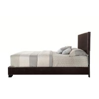 Benjara Faux Leather Eastern King Bed With Low Profile Footboard, Brown