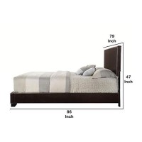 Benjara Faux Leather Eastern King Bed With Low Profile Footboard, Brown