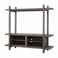 Benjara Compartment Wooden Entertainment Center With 2 Adjustable Shelves, Brown