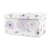 Sweet Jojo Designs Purple Watercolor Floral Girl Small Fabric Toy Bin Storage Box Chest For Baby Nursery Or Kids Room - Lavender, Pink And Grey Shabby Chic Rose Flower
