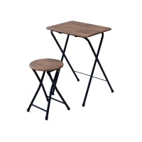 Yamazen Ryst5040H (Dbr/Bk4) Mini Folding Table Side Table, Width 19.7 X Depth 18.9 X Height 27.6 Inches (50 X 48 X 70 Cm), High Type, Scratch, Stain, Moisture And Heat Resistant Top Board (Melamine Processing), Smooth Surface, Rounded Corners, Dark Bro...