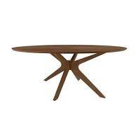 Benjara Contemporary Oval Wooden Dining Table With Spider Legs, Brown