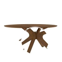 Benjara Contemporary Oval Wooden Dining Table With Spider Legs, Brown