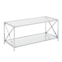 Convenience Concepts Oxford Coffee Table, Clear Glass/Chrome Frame