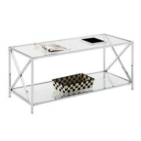 Convenience Concepts Oxford Coffee Table, Clear Glass/Chrome Frame
