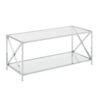 Convenience Concepts Oxford Coffee Table, Clear Glass/Chrome Frame