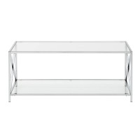 Convenience Concepts Oxford Coffee Table, Clear Glass/Chrome Frame