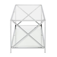 Convenience Concepts Oxford Coffee Table, Clear Glass/Chrome Frame