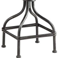 Benjara Vintage Metal Frame Swivel Counter Bar Stool With Round Wooden Seat, Brown And Gray