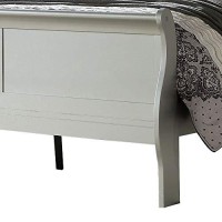 Benjara Sleigh Design Twin Size Bed With Rectangular Thin Legs, Silver