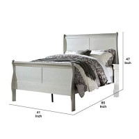 Benjara Sleigh Design Twin Size Bed With Rectangular Thin Legs, Silver