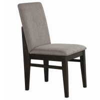 Benjara Fabric Upholstered Side Chair With Tapered Legs, Brown And Gray