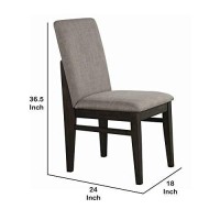 Benjara Fabric Upholstered Side Chair With Tapered Legs, Brown And Gray