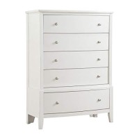 Benjara Wooden Chest With Natural Grain Texture And 5 Spacious Drawers, White