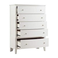 Benjara Wooden Chest With Natural Grain Texture And 5 Spacious Drawers, White