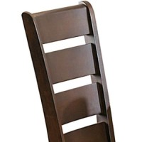 Benjara Faux Leather Upholstered Wooden Side Chair With Ladder Back Design, Brown