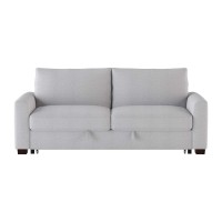 Benjara Fabric Upholstered Wooden Convertible Sofa With Pull Out Bed, Gray