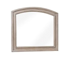 Benjara Wooden Mirror With Natural Grain Texture Finish And Curved Top, Gray