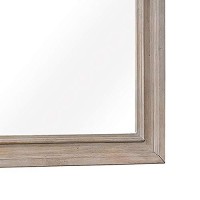 Benjara Wooden Mirror With Natural Grain Texture Finish And Curved Top, Gray