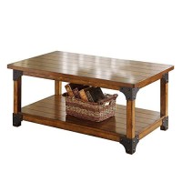 Benjara Wooden Coffee 2 End Tables With Metal Accent, Brown