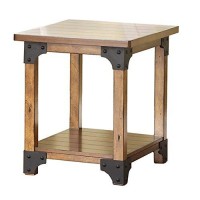 Benjara Wooden Coffee 2 End Tables With Metal Accent, Brown