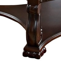 Benjara Wood And Glass Coffee Table With Rivet Accents, Brown And Clear