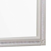 Benjara Wooden Square Mirror With Carvings And Bevelled Edges, Silver
