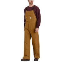 Carhartt Men'S Loose Fit Firm Duck Insulated Bib Overall, Brown, X-Large/Short