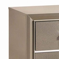 Benjara 2 Drawers Contemporary Nightstand With Mirror Accents And Metal Pull, Silver