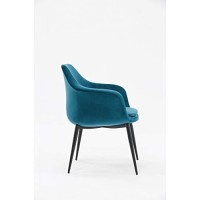 Benjara Velvet Upholstered Dining Chair With Padded Seat And Tapered Legs, Blue