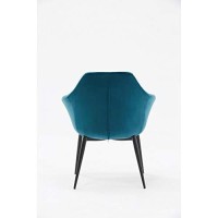 Benjara Velvet Upholstered Dining Chair With Padded Seat And Tapered Legs, Blue