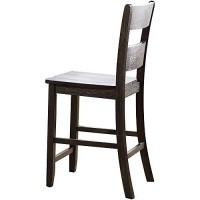 Benjara Wooden Counter Height Side Chair With Ladder Backrest, Set Of 2, Brown