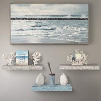Sorbus Floating Shelf Set - Rustic Engineered Wood Coastal Beach Style Hanging Rectangle Wall Shelves For Home Dcor, Trophy Display, Photo Frames, Etc.(Blue/White, 3 Pack)