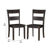 Benjara Transitional Wooden Side Chair With Ladder Backrest, Set Of 2, Brown
