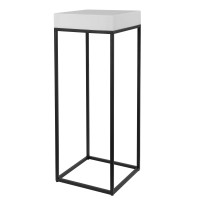My Swanky Home Elegant Minimalist Faux Marble Pedestal Table Black White Open Cube Tall Stand